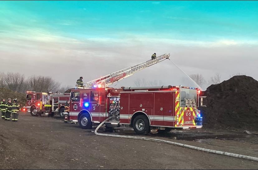 Firefighters Battling Large Mulch&nbsp;Fire