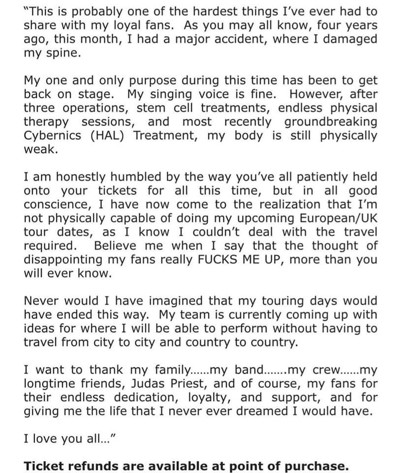 Ozzy Osbourne Can’t Tour Due to&nbsp;Health