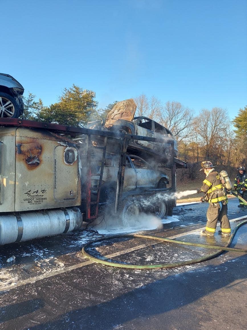 Car Carrier Catches Fire on&nbsp;NJTP