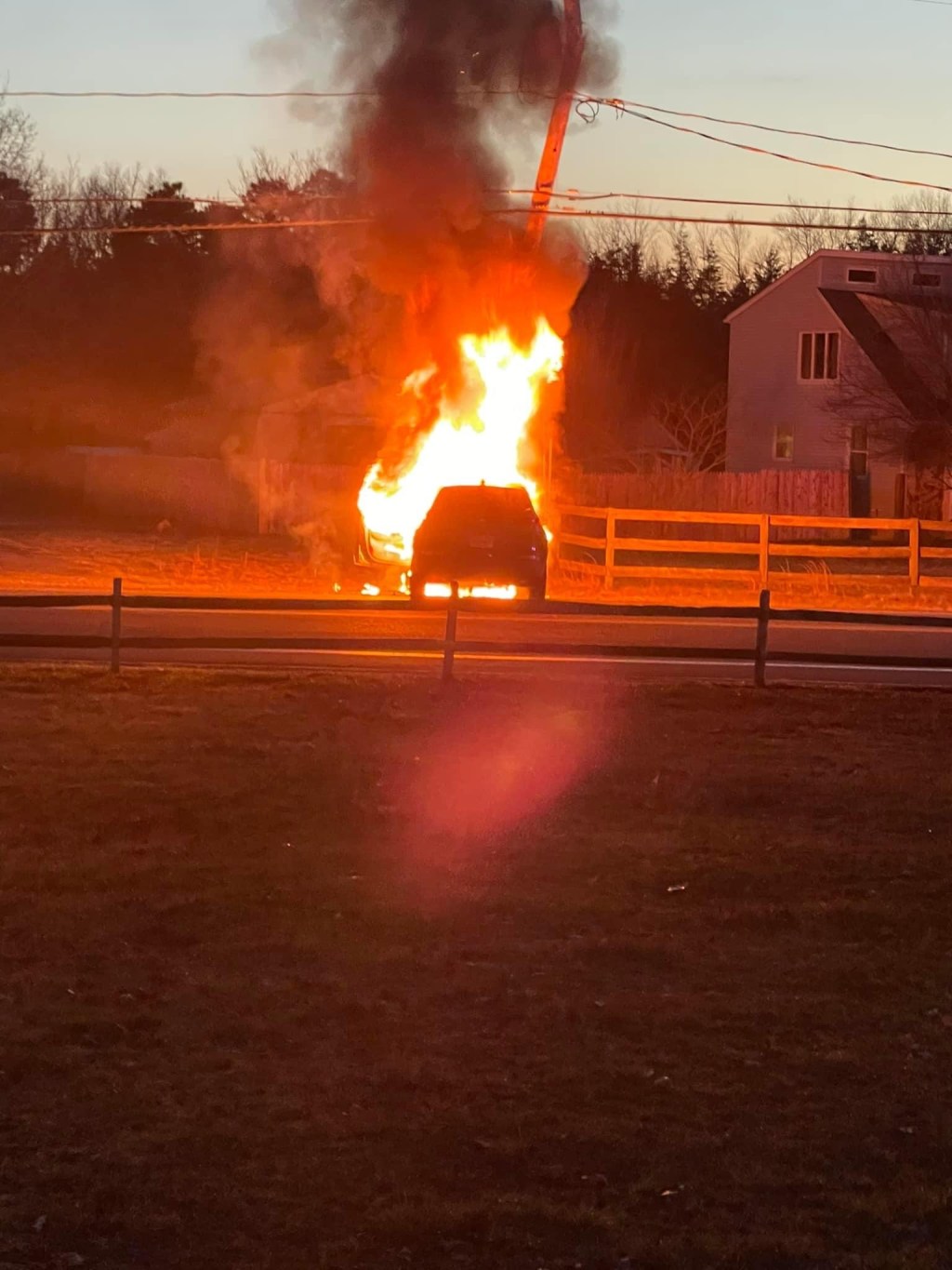 Car Into Pole Results In Car&nbsp;Fire