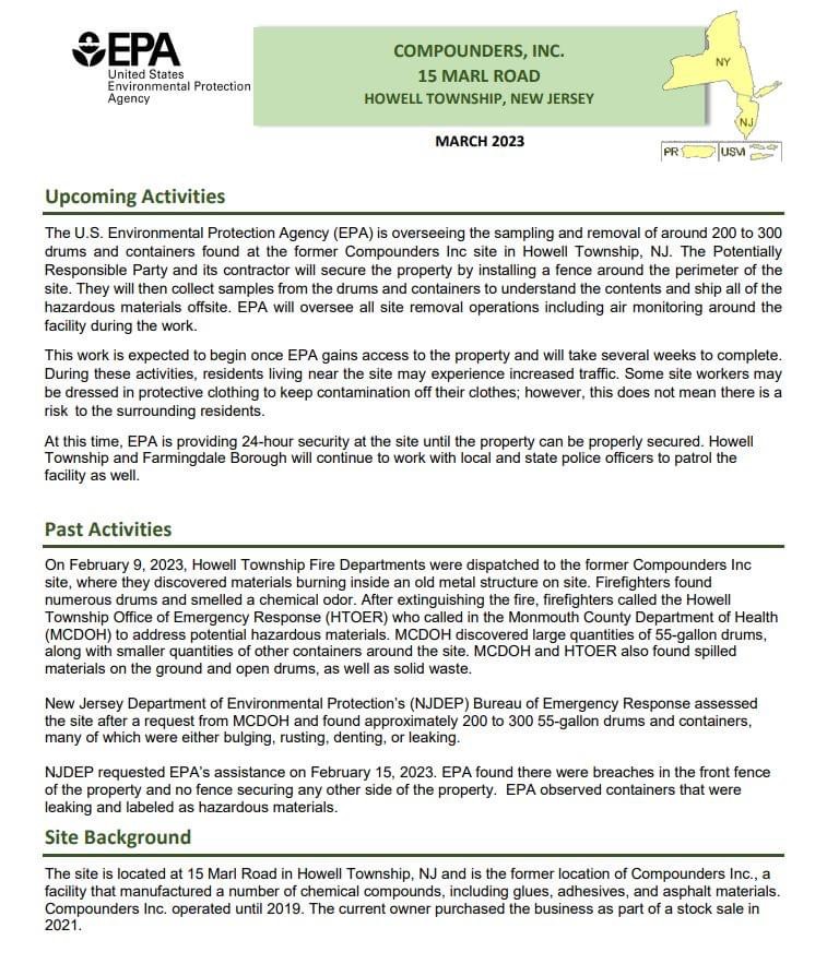 Howell Township Updates HazMat Clean Up of Hundreds of 55 Gallon&nbsp;Drums